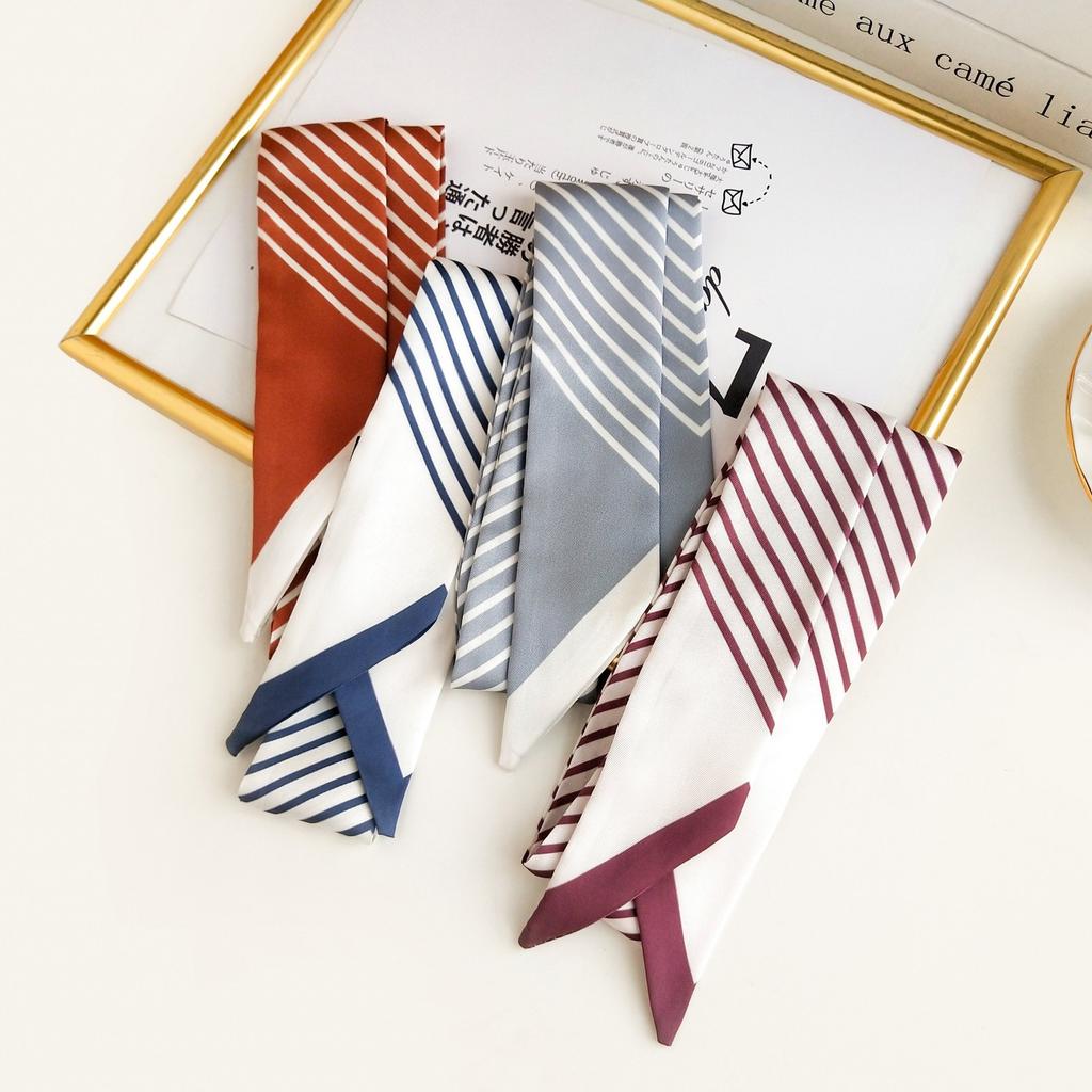 small silk scarf simple stripe women's for Women, Aesthetic Hairband , Daily Party Holiday Gift Trendy