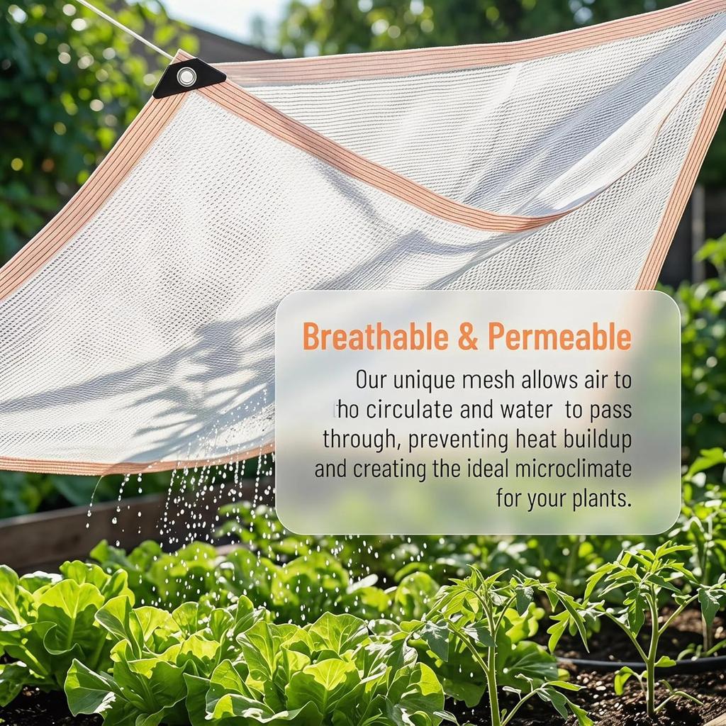 Shade Cloth 50% White Grommets Breathable Water Permeable Garden Greenhouse Tarp
