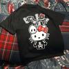Летняя футболка Hello Kitty в ретро-стиле, высокое качество, хлопок, принт с изображением скелета и черепа, унисекс, повседневная футболка для унисекс, женщин, детей