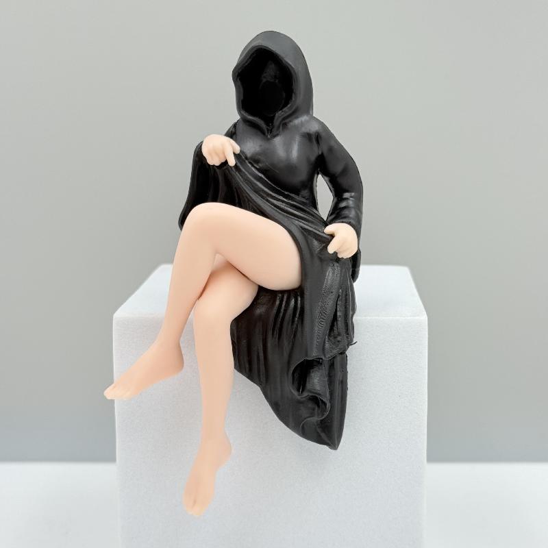 3D Таинственная Статуя Готическая Черная Мантия Фигура Королевы Скульптура для Книжной Полки Жуткие Сидящие Статуэтки Настольные Украшения Хэллоуинские Подарки