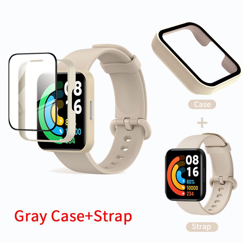 9D Glass Case +Strap For Redmi Watch 2 Lite PC Hard Cover Screen Protector Watchband Bracelet for Redmi Watch2 Lite Accessories