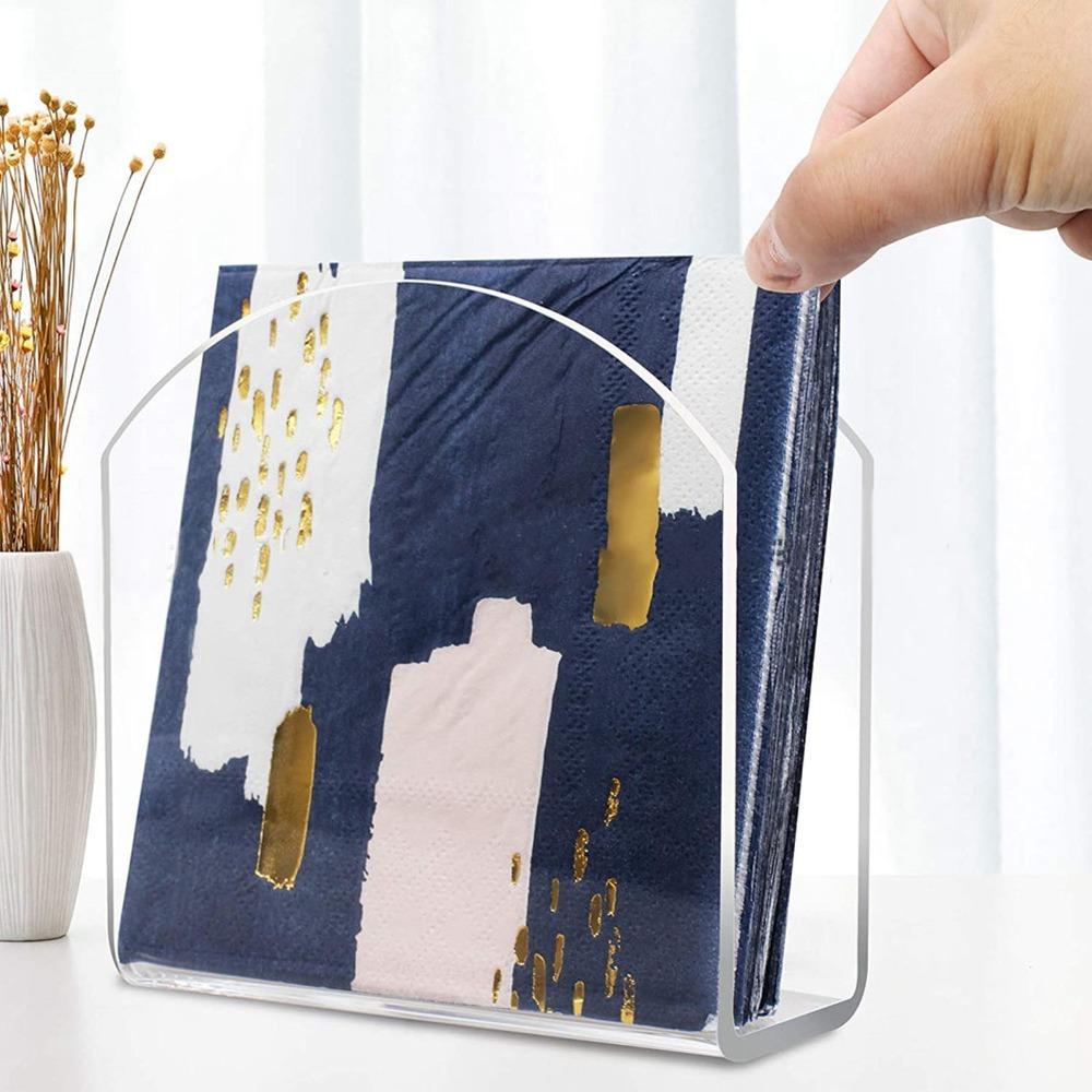 Easy Access Acrylic Napkin Holder Transparent U-shape Tissue Organizer Premium Creative Storage Stand Kitchen Organize