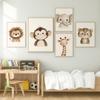 Cute Jungle Lion Giraffe Elephant Monkey Tiger Zebra Animal Wall Art Print Canvas Safari Nursery Posters for Kids Room Decor