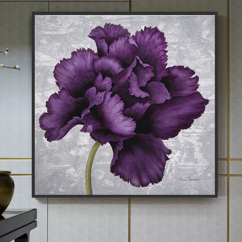 Современное настенное искусство Cuadros Decor, абстрактный большой фиолетовый цветок, холст, картина для декора гостиной, спальни, декоративные постеры с принтом