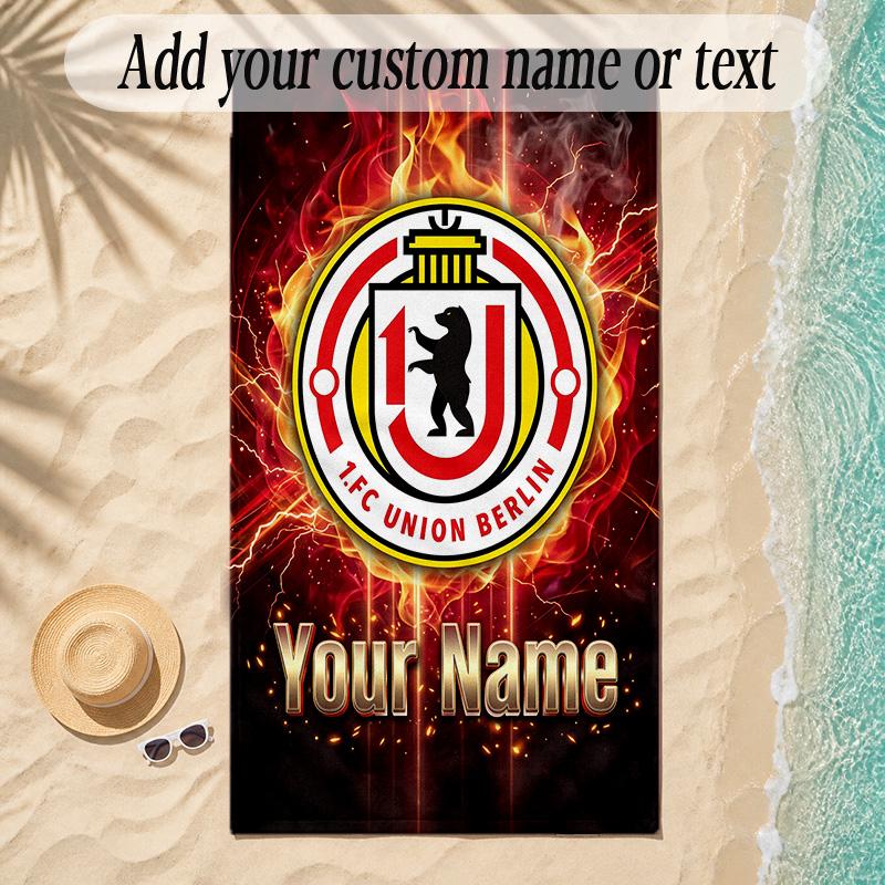 Beach TowelUnion Berlin FC Custom Name Text Personalized Soft Towel for Beach Pool Indoor Home Decor Gift