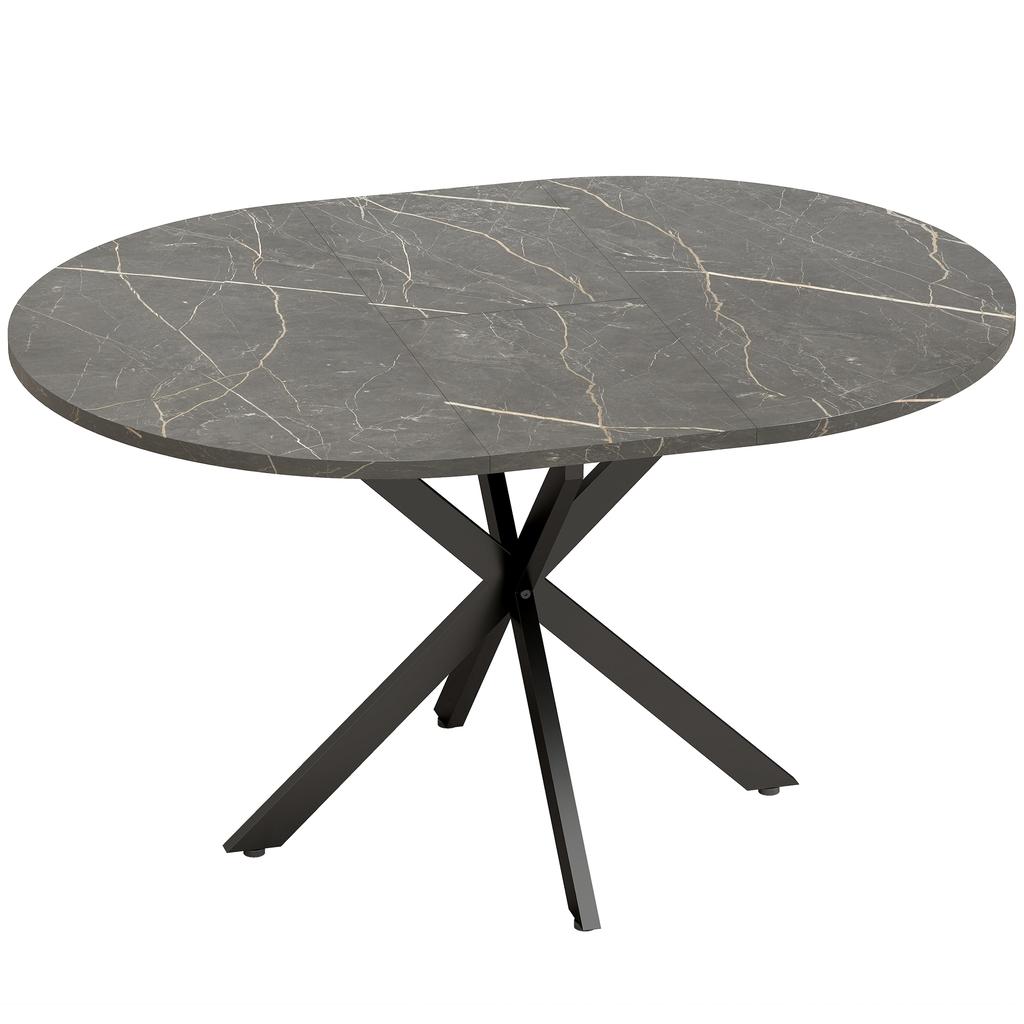 Extendable Dining Table for 4–6 People, Kitchen Table in Industrial Look with Spider Leg, Black