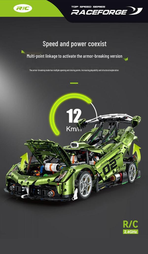 Строительные блоки Gu Li 10628 Mamba Green Koenigsegg Sports Car, совместимые с Lego