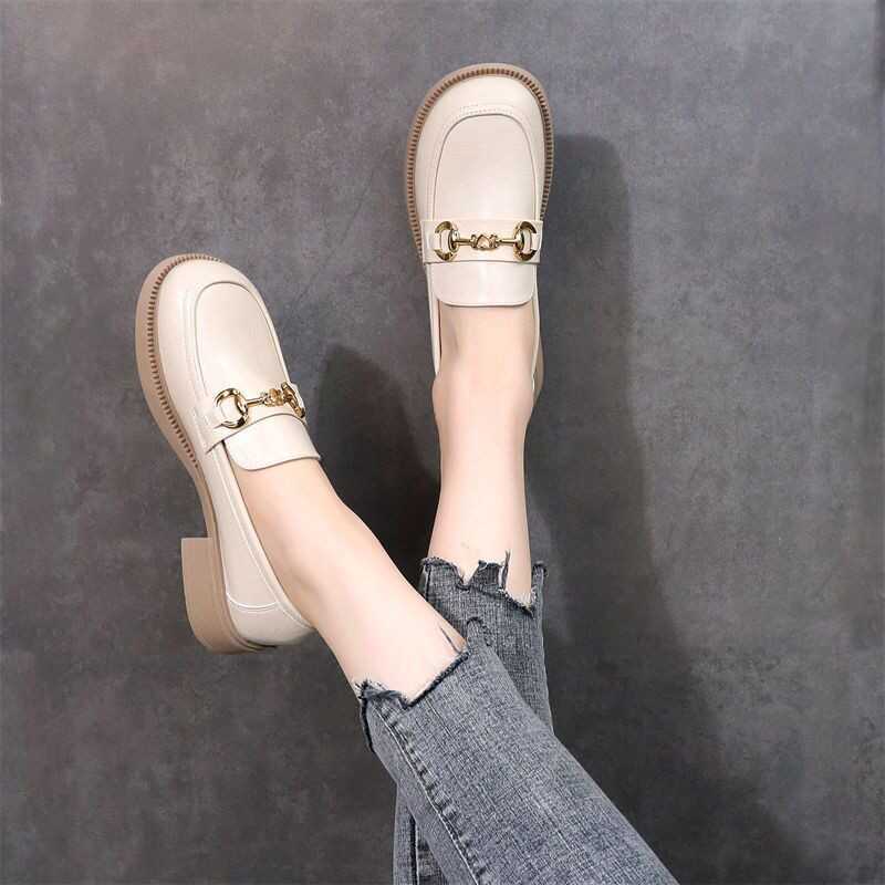 Shoes Women's Spring and Autumn New Women's Shoes Versatile Small Leather Shoes One Pedal Soft-soled Single Shoes
