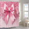 VIKAMA Fashion Pink Shining Diamond Bow Printed Shower Curtain Waterproof and Mold proof Bathroom Partition Curtain Home Decor
