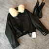 Осенне-зимняя бархатная утолщенная кожаная куртка imitation fur короткая съемный воротник из искусственного кроличьего меха куртка теплая хлопковая одежда