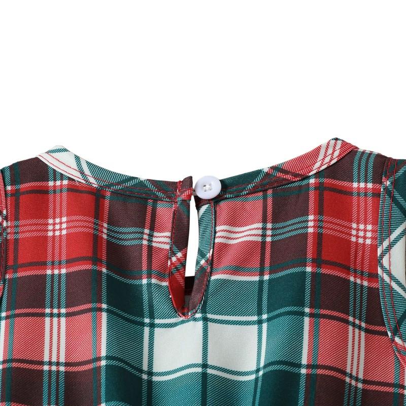 Children Plaid Dress Girl's Lace Bowknot Dress