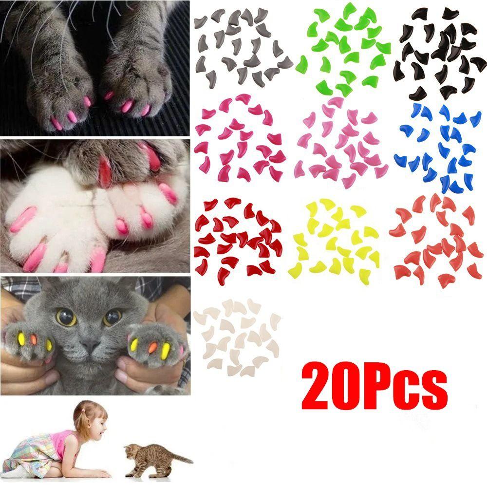 Силиконовые колпачки для когтей для кошек Мягкие колпачки для ногтей Цветные колпачки для ногтей питомца Подарок Защита для когтей питомца