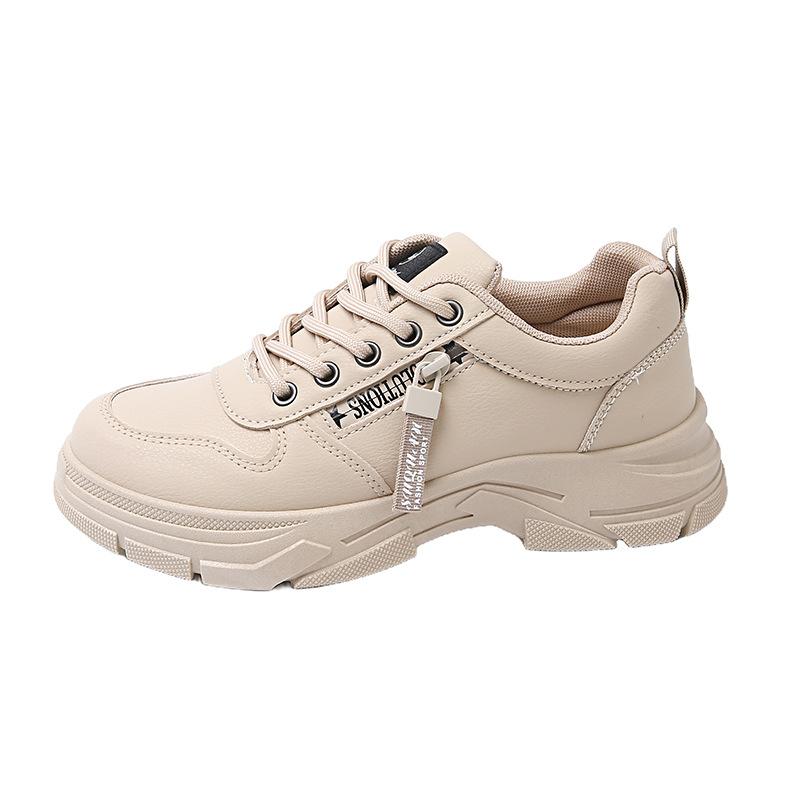 Platform white shoes women's 2025 new spring Martin leather versatile sports shoes female students Korean version of casual board shoes