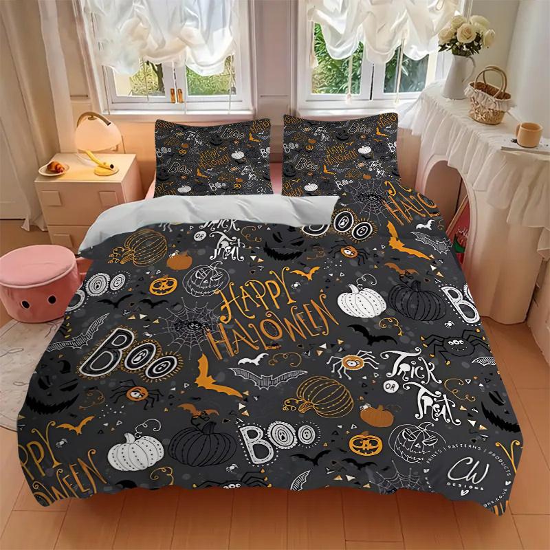 3pcs Happy Halloween Print Cover Set Ultra Soft, Breathable, and Comfortable Bedding with Stylish Design for Bedroom and Guest Room Decor 1 Cover
