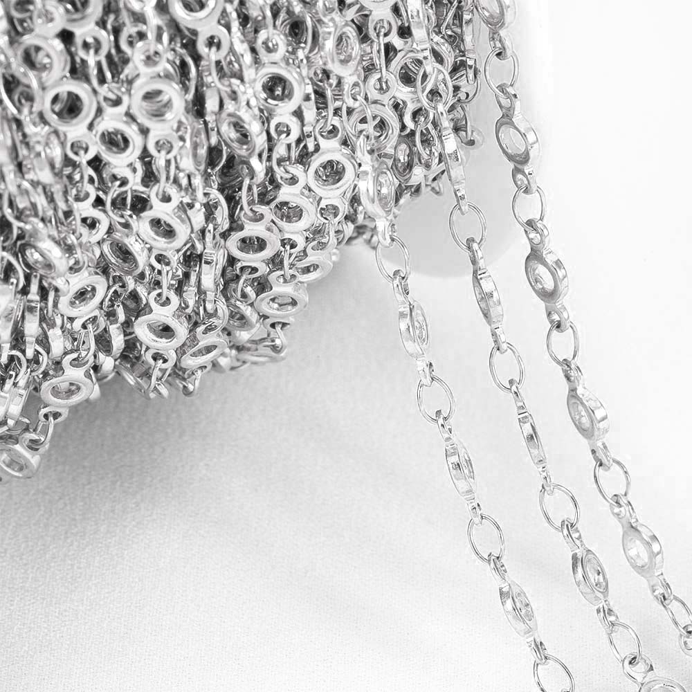 1Meter Fahsion Necklace Chain Stainless Steel 8 Shape Cross Double Loop Link Chain DIY Handmade Bracelet Material Jewelry Making