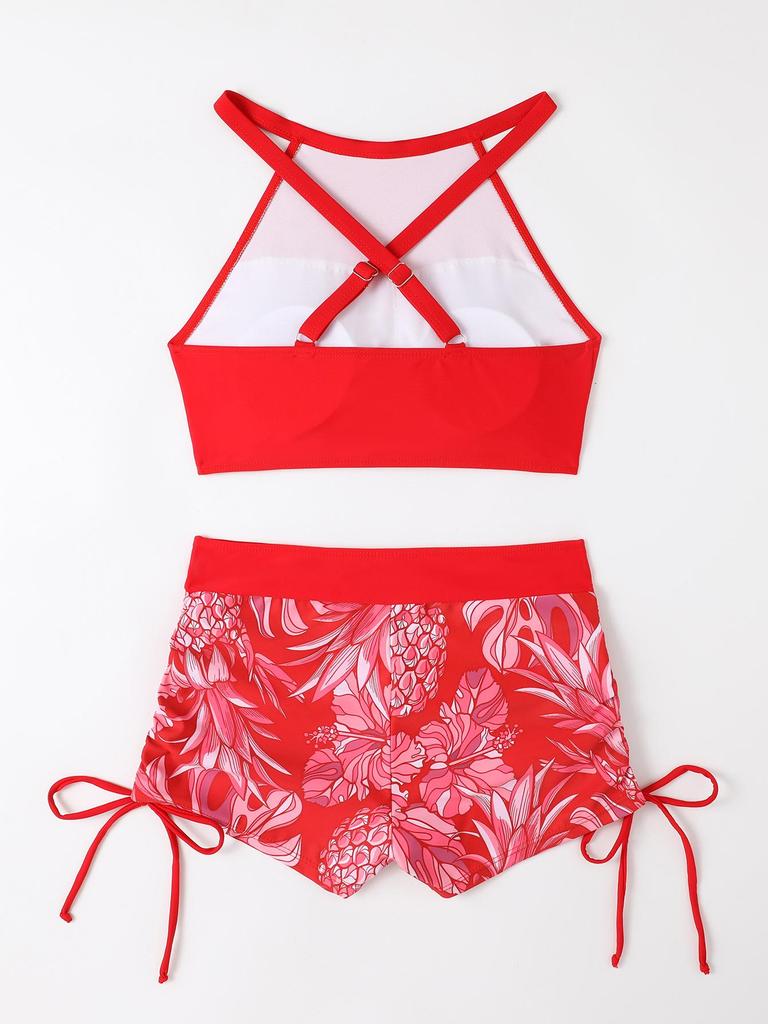 Европейское и американское спортивное бикини: Сексуальный кроп-топ-бандо с элегантной спинкой и раздельным дизайном купальника