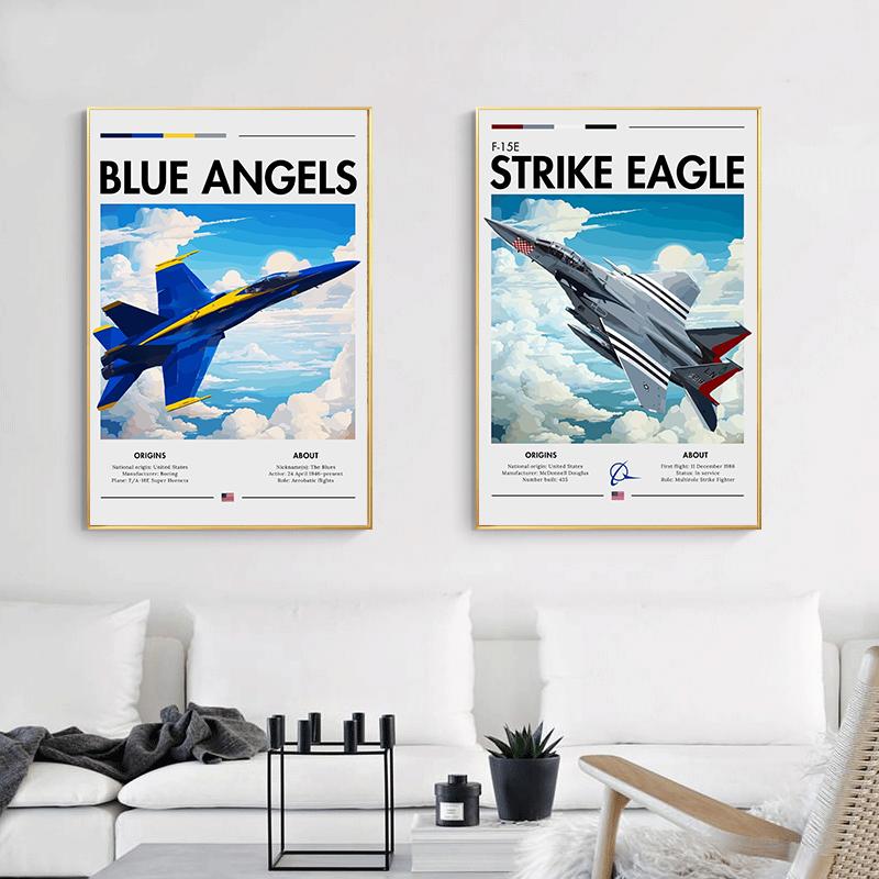 Крутой сверхзвуковой истребитель, плакат, принты самолетов ВВС, многоцелевой истребитель, холст, настенное искусство, картина, декор для дома, комнаты
