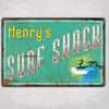 Surf Shack Metal Sign - Fully Customizable with Name/Text/Logo, Personalized Retro Aluminum Plaque for Beach Home/Patio/Balcony