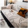 3D Lotus Leaf Skirt Edge Sofa Mats All Inclusive Plant Printed Pattern Settee Shroud Anti Cat Scratch Wear Resistant Couch Pad