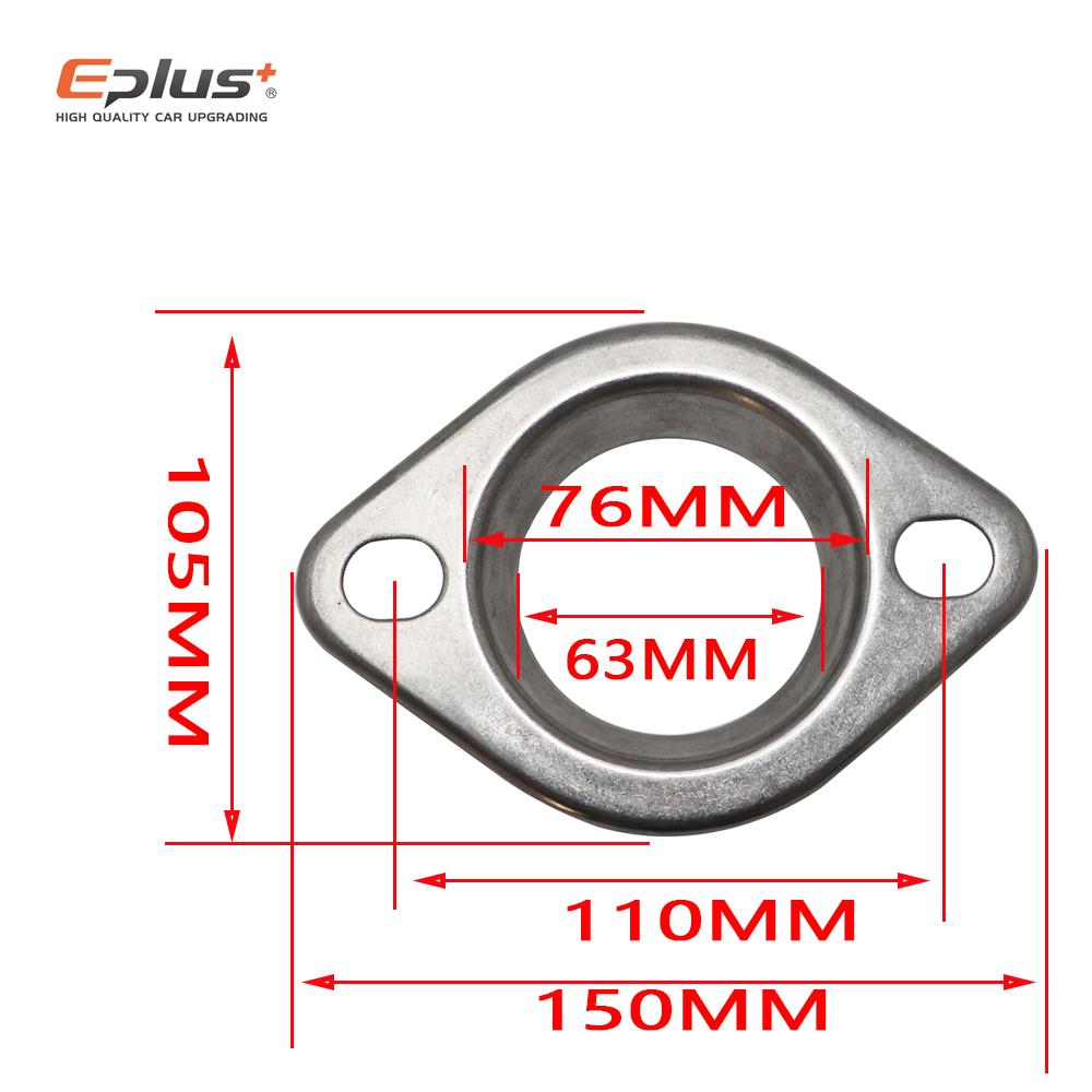 2 Hole Diamond Shape Car Exhaust Flange KIT Universal 304 Stainless Steel Stamped Exhaust Flange 51mm 63mm 76mm