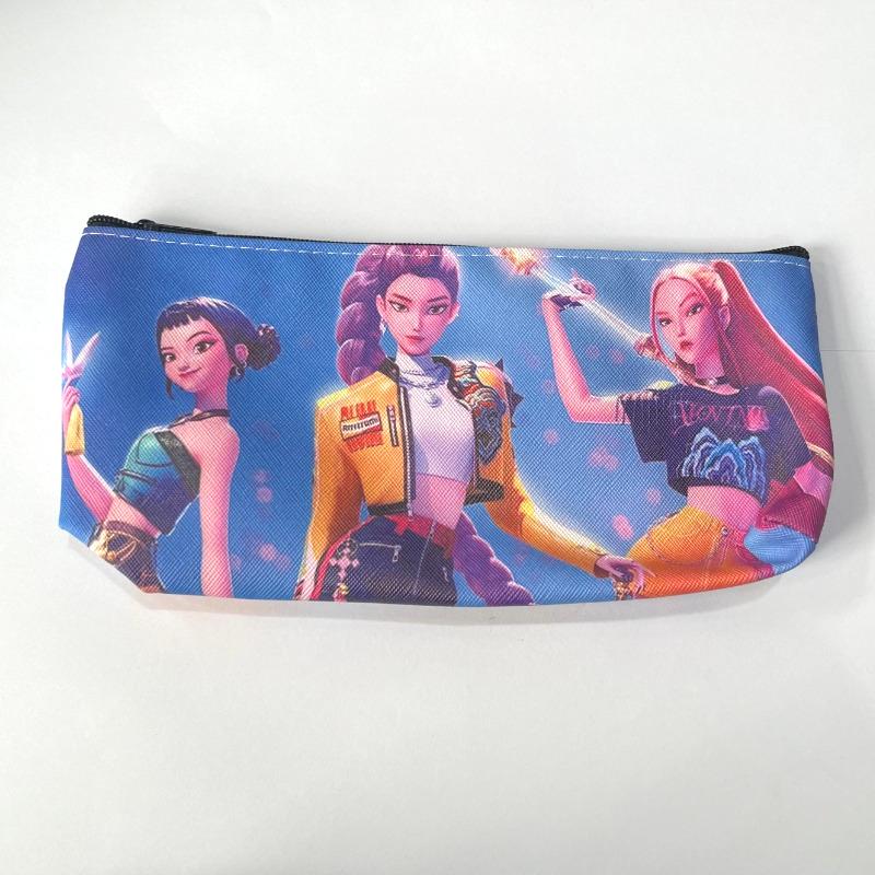 Cute Demon Hunters Anime Characters Large-Capacity Zipper Pencil Case, Student Study Stationery Bag