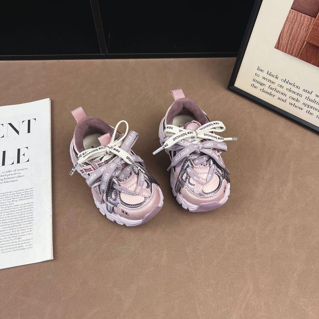 Зима 2025 Унисекс Детские Легкие Велюровые Кроссовки для Бега - Модная, Нескользящая, Универсальная Повседневная Спортивная Обувь