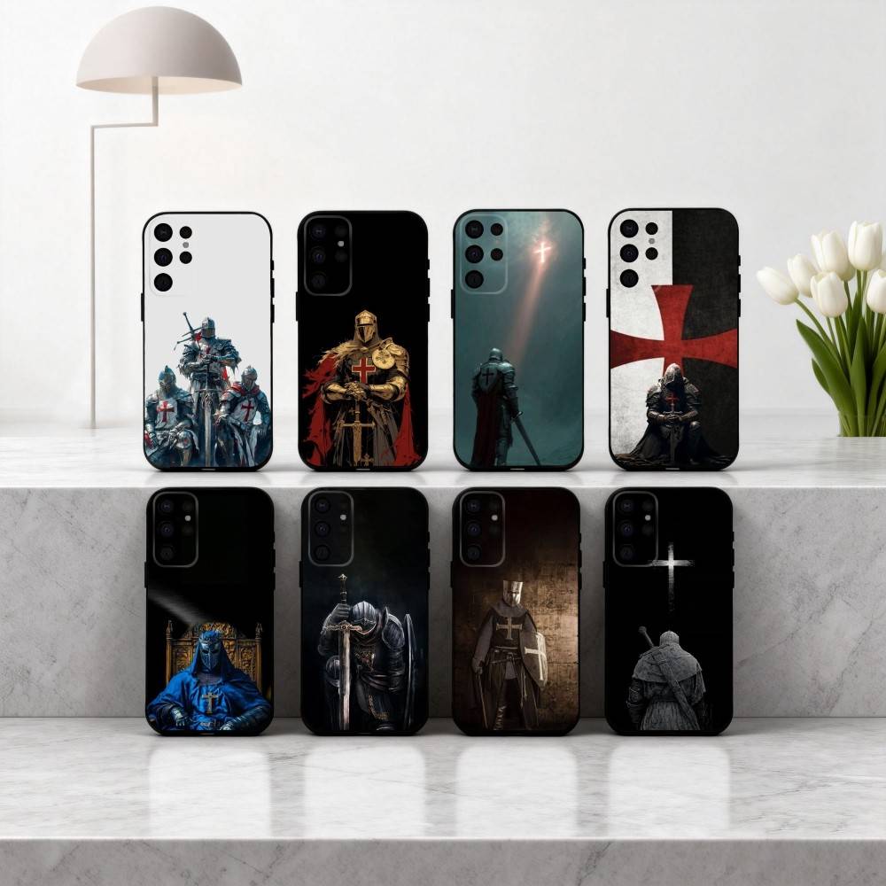 Чехол для телефона C-Crusaders-S T-Templar-R K-Knight для Samsung S25,24,23,22,30,21,10,9,Ultra,Plus,Lite,FE,4,5 G Мягкий черный чехол