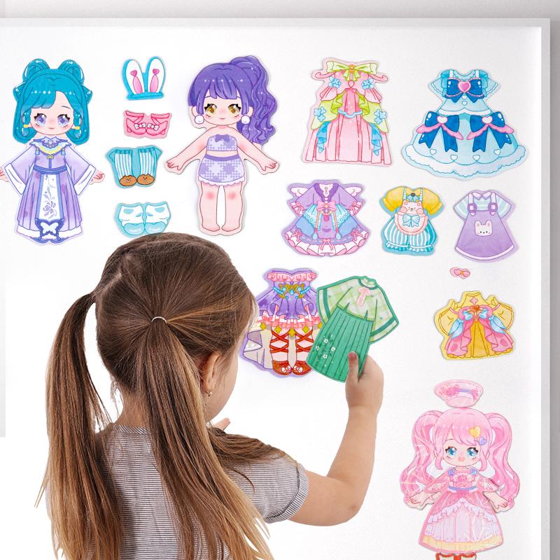 Magnetic Refrigerator Cute Princess Dress-Up Stickers Girls' Imaginative Play DIY Materials Magnet Matching Puzzles Games Gifts