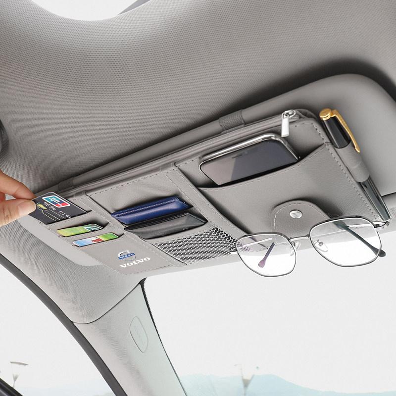 Car Sunshade Storage Bag Multifunctional Glasses Clip Box For Volvo Xc60 Xc90 V40 V60 S60 V50 V90 S80 C40 XC40 V70 XC70 C30 C70