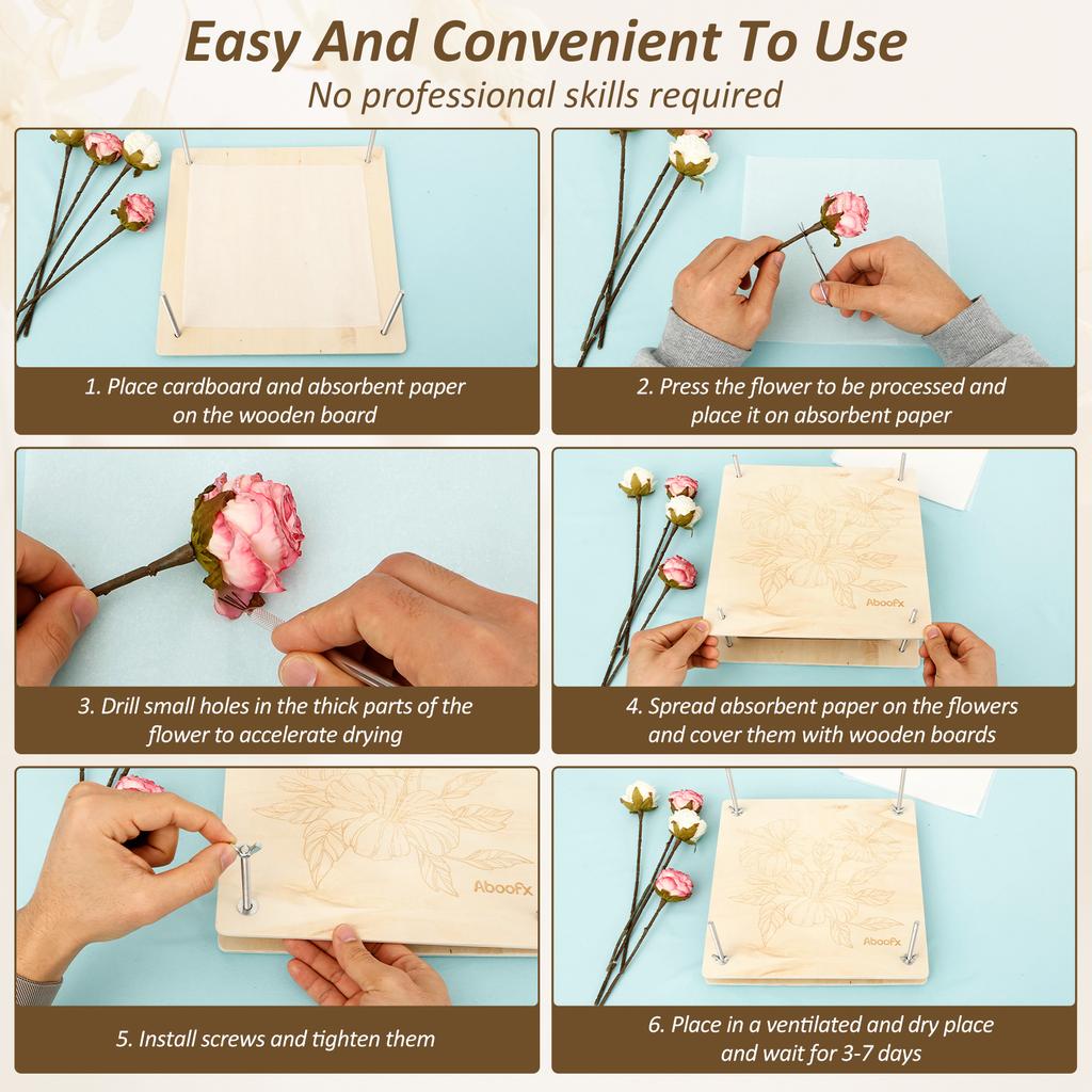 Flower Pressing Kit DIY Plant Leaf Press Tool Dried Flowers Embossing Device Wedding Craft Decor Kids Handmade Toy Wood