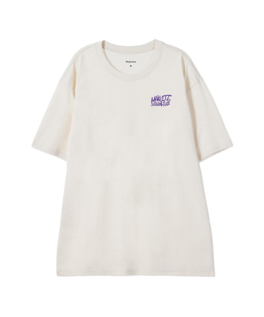 MAKEITTO [Graffiti2 Logo] Crew Neck Tee_Cream