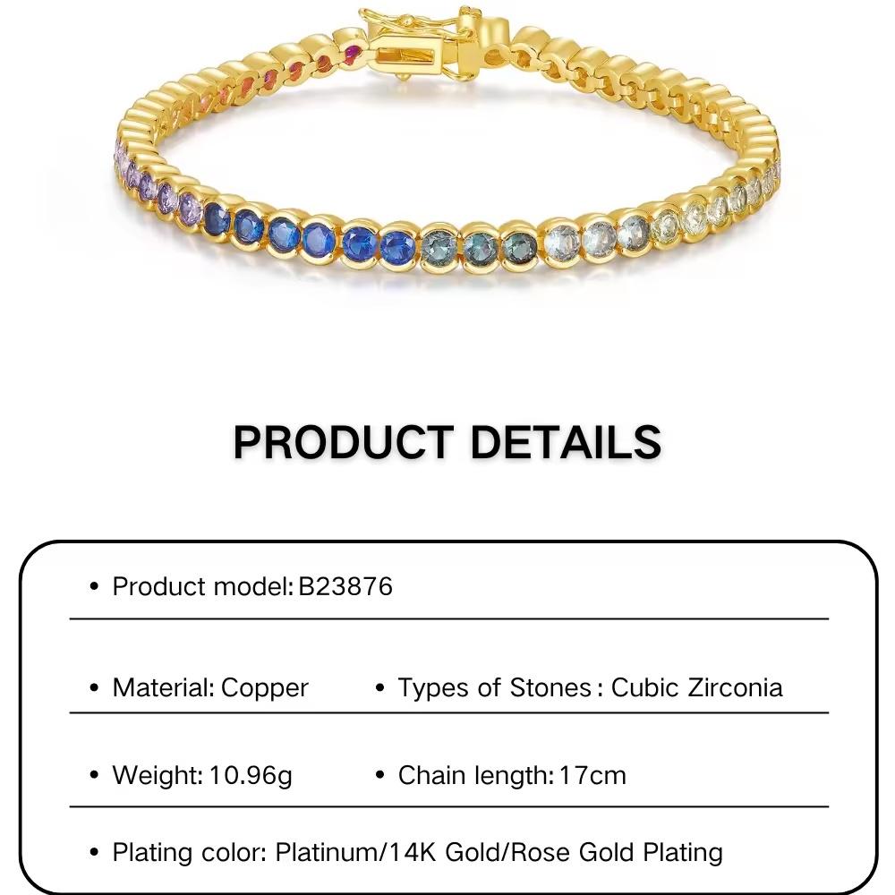 Изготовленные на заказ браслеты из меди и циркония CZ, высококачественные женские теннисные браслеты