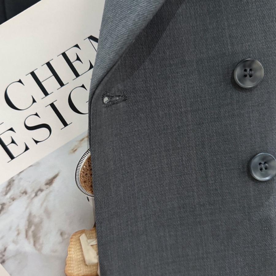 Серый женский пиджак высокого качества с кружевными манжетами, весна/осень 2025, стиль интернет-знаменитости