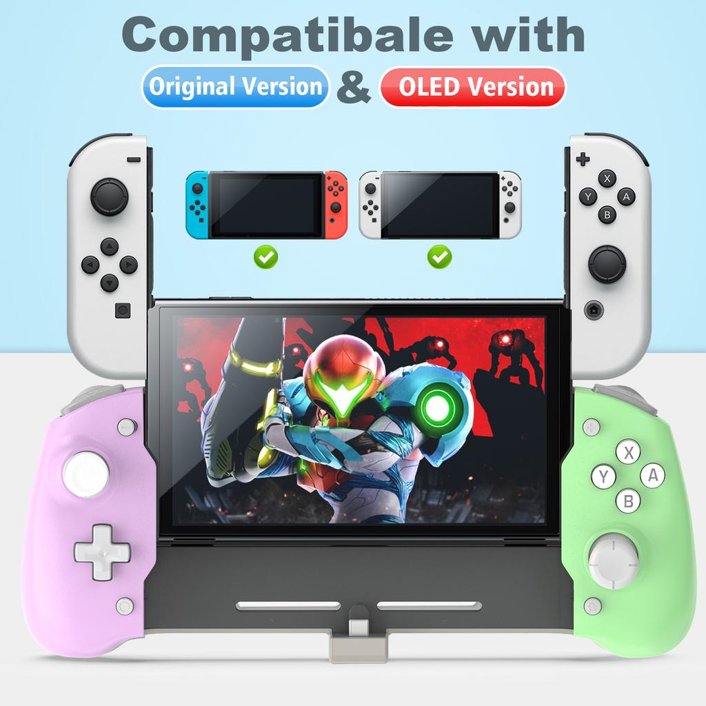 For N-Switch OLED Controller Upgrade Gamepad Handheld Grip Built-in 6-Axis Gyro Custom Controller for Switch & Switch OLED