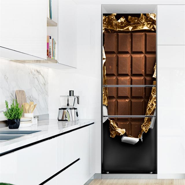 Kitchen Food Fruit Refrigerator Sticker Full Film Kitchenware Removable Renovation Freezer Door Cover Side Decoration Stickers