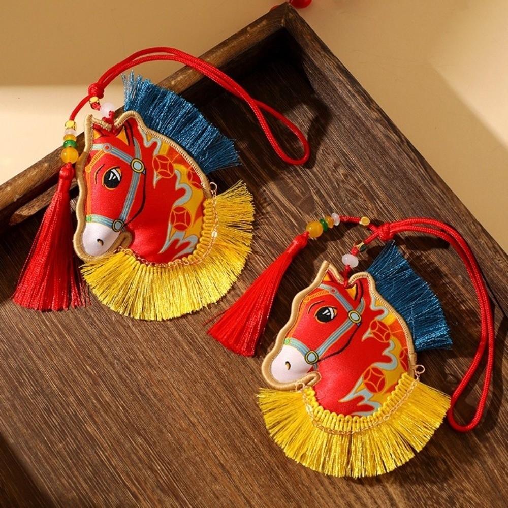 Chinese Style Pony Embroidered Pendant Tassel Car Hanging Ornaments National Wind Style