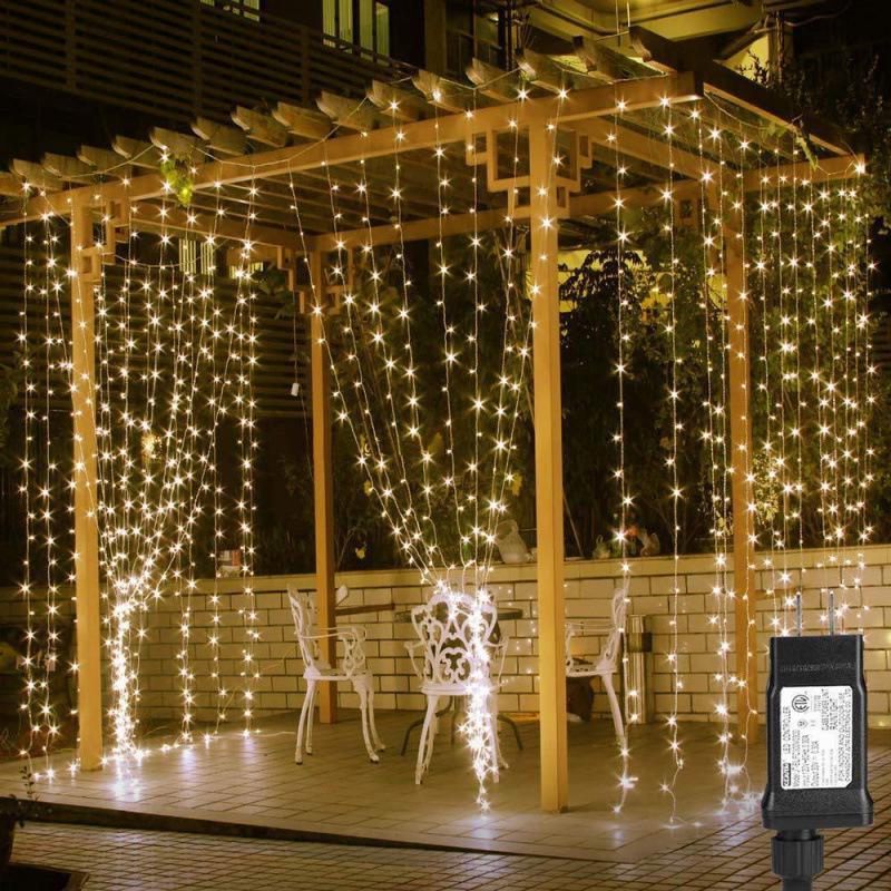 USB Remote-Controlled LED Curtain Lights, 8-Function Colorful Waterfall Icicle Lights for Wedding Room Decor