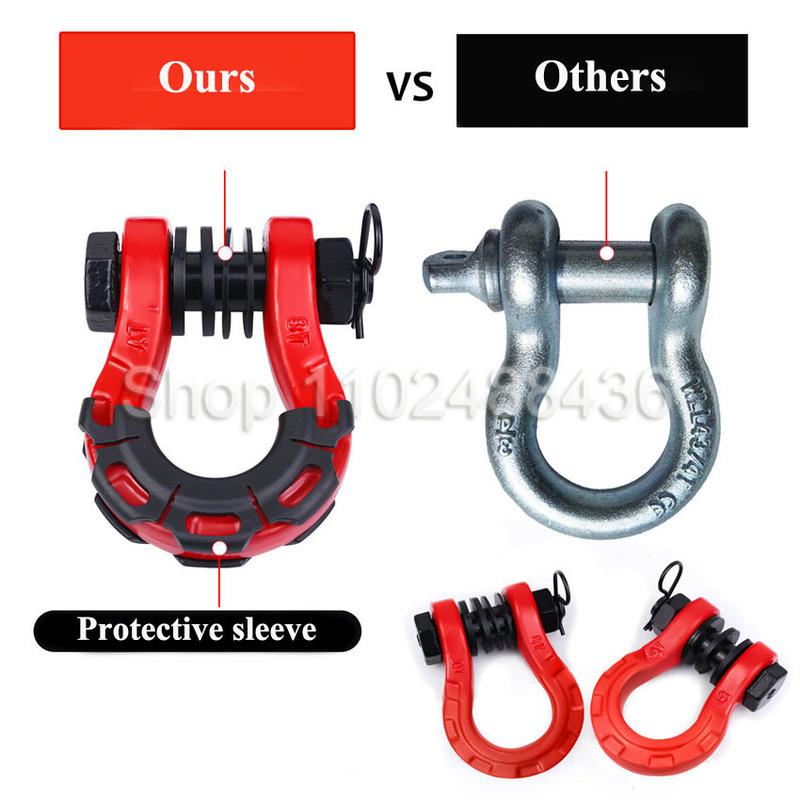 2 Pcs Trailer U-hook 8 Ton 3/4" D-ring Shackles Set u-hook loop hook trailer rope automobile SUV Offroad Parts Towing Hook