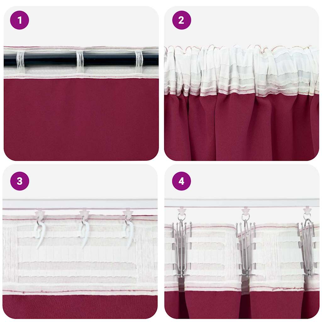 Blackout Curtains with Rings 2 pcs Burgundy 225 x 140 cm