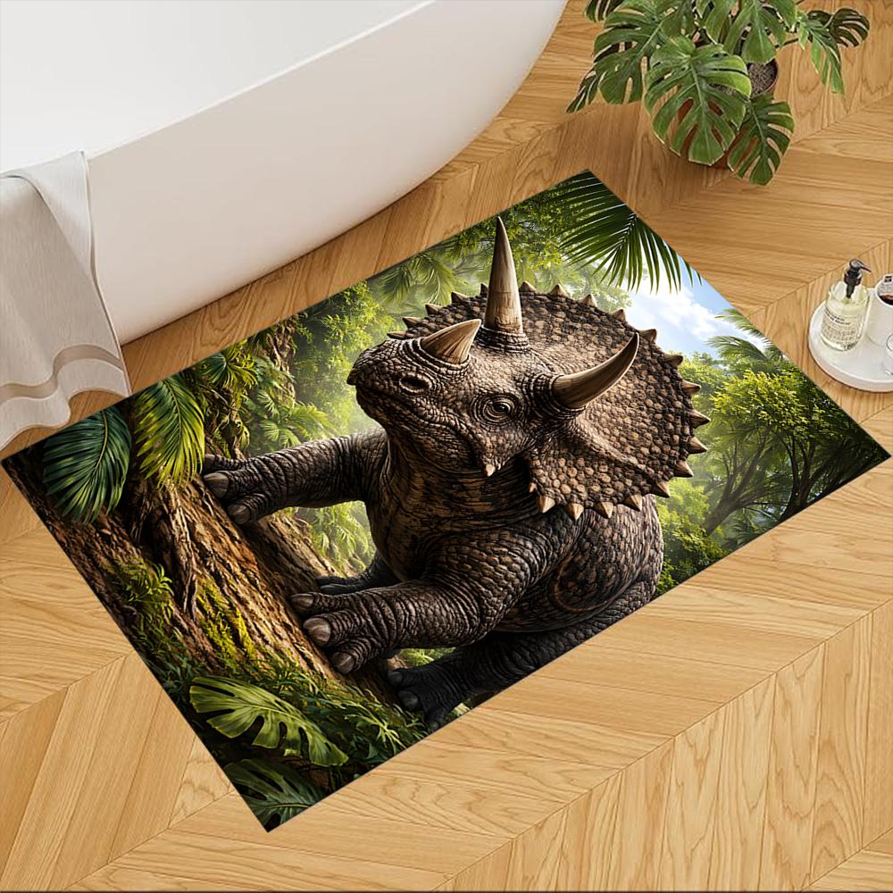 Triceratops At Sunset River Non-Slip Home Carpet Design for Office Decor Living Room Bedroom Gift