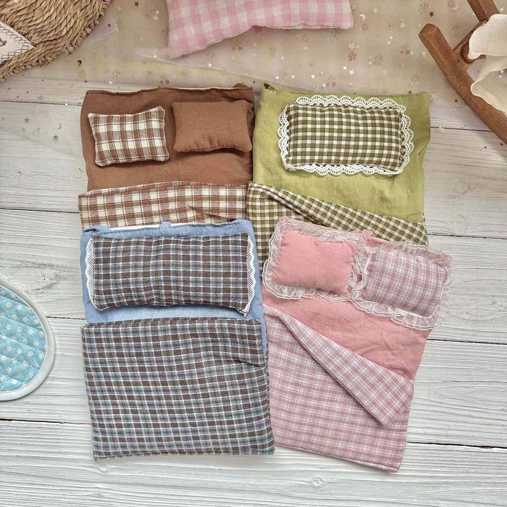 Adjustable Strap Lace Plaid Cloth Pouch Polyester Countryside Style Pillow Crossbody Bag Lightweight Bow Storage Shoulder Bag