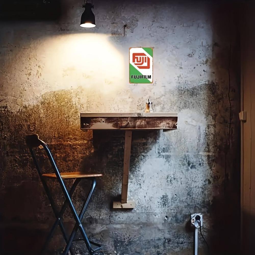 Fuji Film Vintage-Style Metal Sign Retro Red and Green Striped Design, Ideal for Home, Bar, Cafe & Office Decor