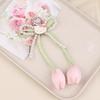 Ins Fresh Tulip Hello Kitty Keychain Y2K Trendy Sweet Imitation Pearl Bowknot Keyring Bag Pendant Backpack Hanging Decor Gift