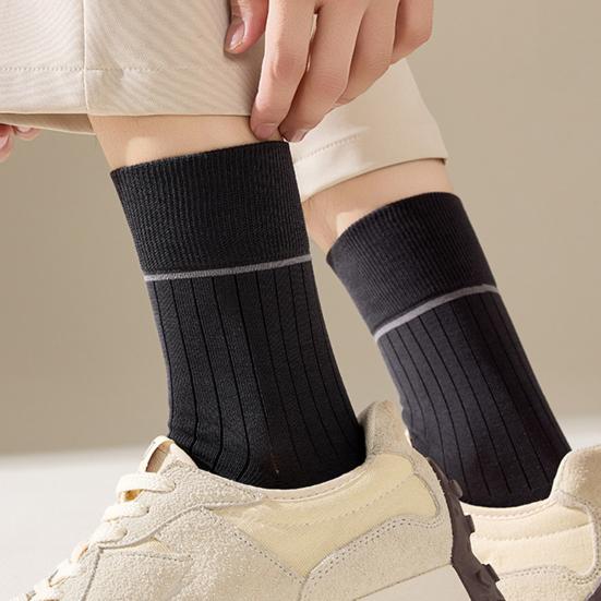 Мужские носки под костюм Хлопковые Антибактериальные В рубчик Средней длины Дышащие Защищающие от запаха Повседневные носки для бизнеса Спорта Все сезоны Повседневная носка