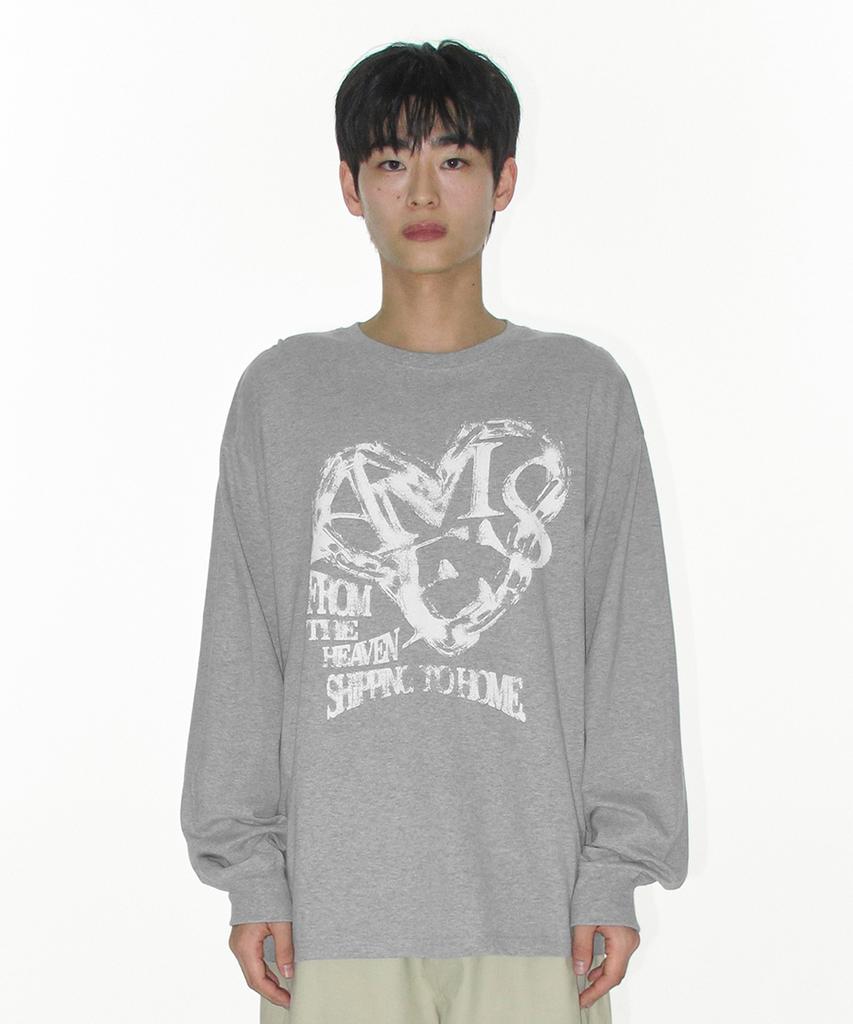 AMES-WORLDWIDE Ames Heart Graphic Ls Tee Gray