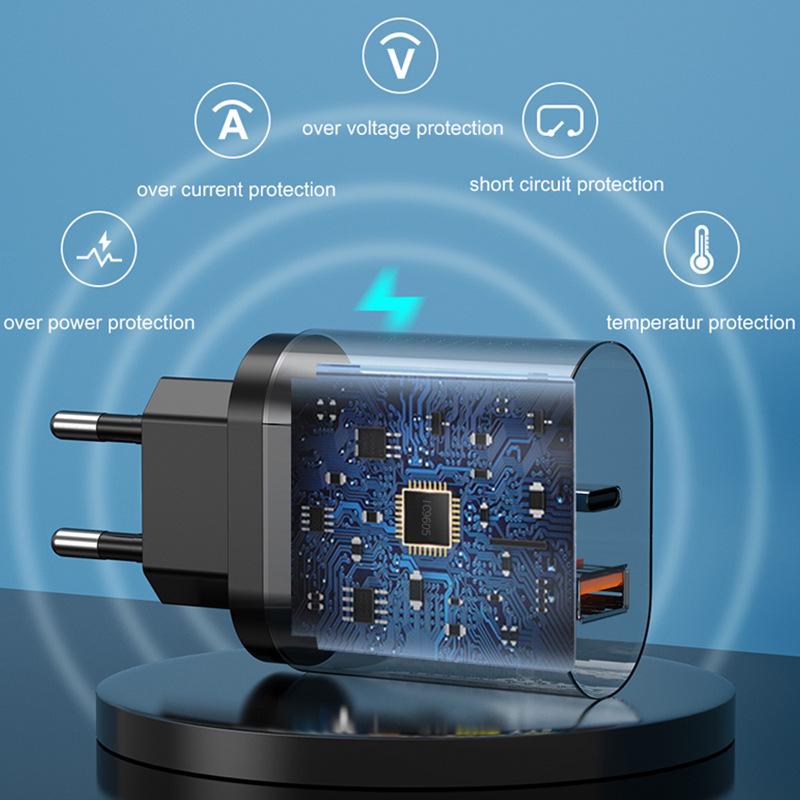 Мобильное зарядное устройство PD 12 В 5 В/2,4 А Type-C с адаптером EU/US/UK