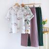 Summer New Women's Pajama Set Short-sleeved + Trousers Two-piece Set 100% Cotton Thin Cardigan Home Fresh