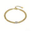 18K Gold Plated 925 Sterling Silver Bracelet, Solitaire 0.5CT Moissanite Chain Bracelet for Women