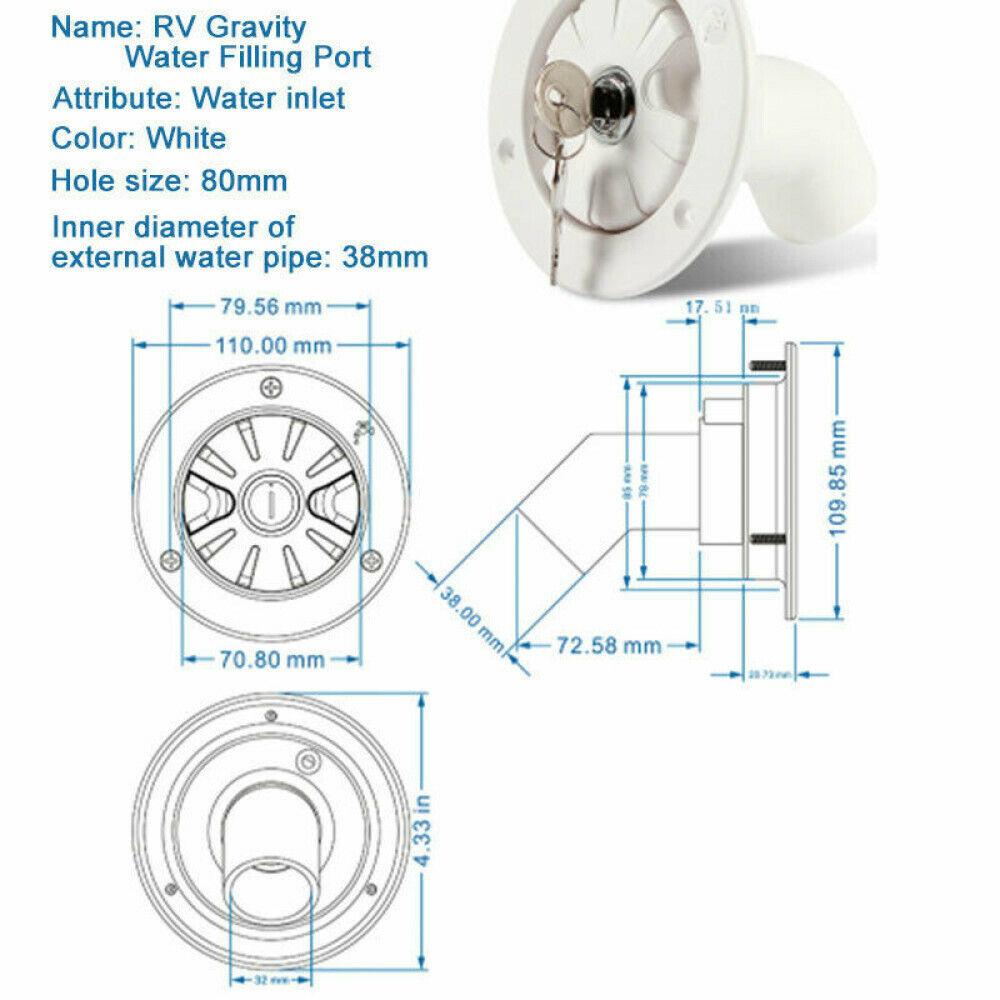 Water Filling Locking Gravity Fresh Water Fill Hatch Inlet Hatch Filler Cap Caravan Refueling Port