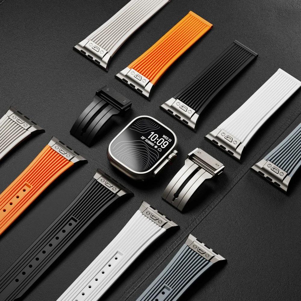 Ремешок из жидкого силикона для Apple Watch Ultra 3/2 Ремешок 49 мм Спортивный браслет iWatch Серии 11 10 9 8 7 6 5 SE 45 мм 44 мм 46 мм Ремень